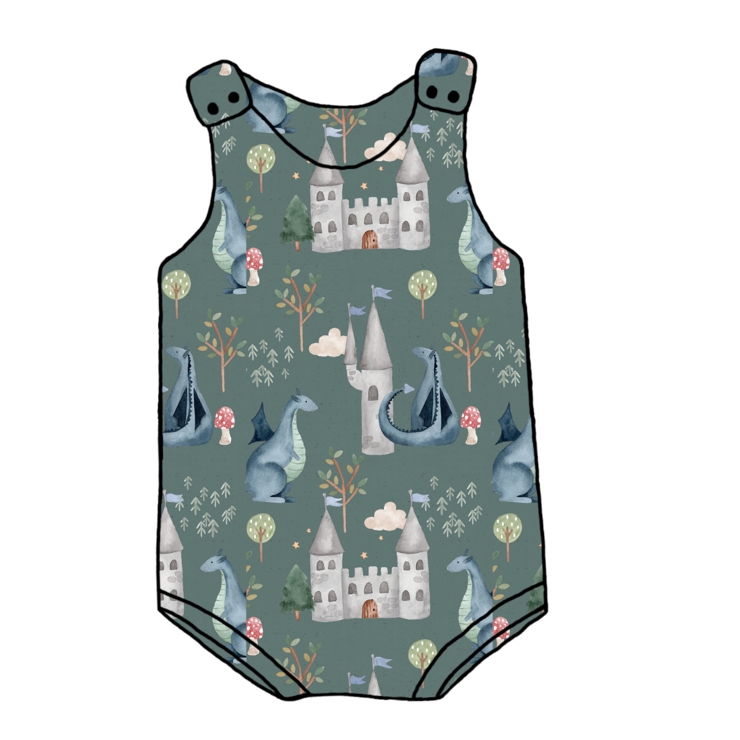 Dragon and castles Bummie Romper