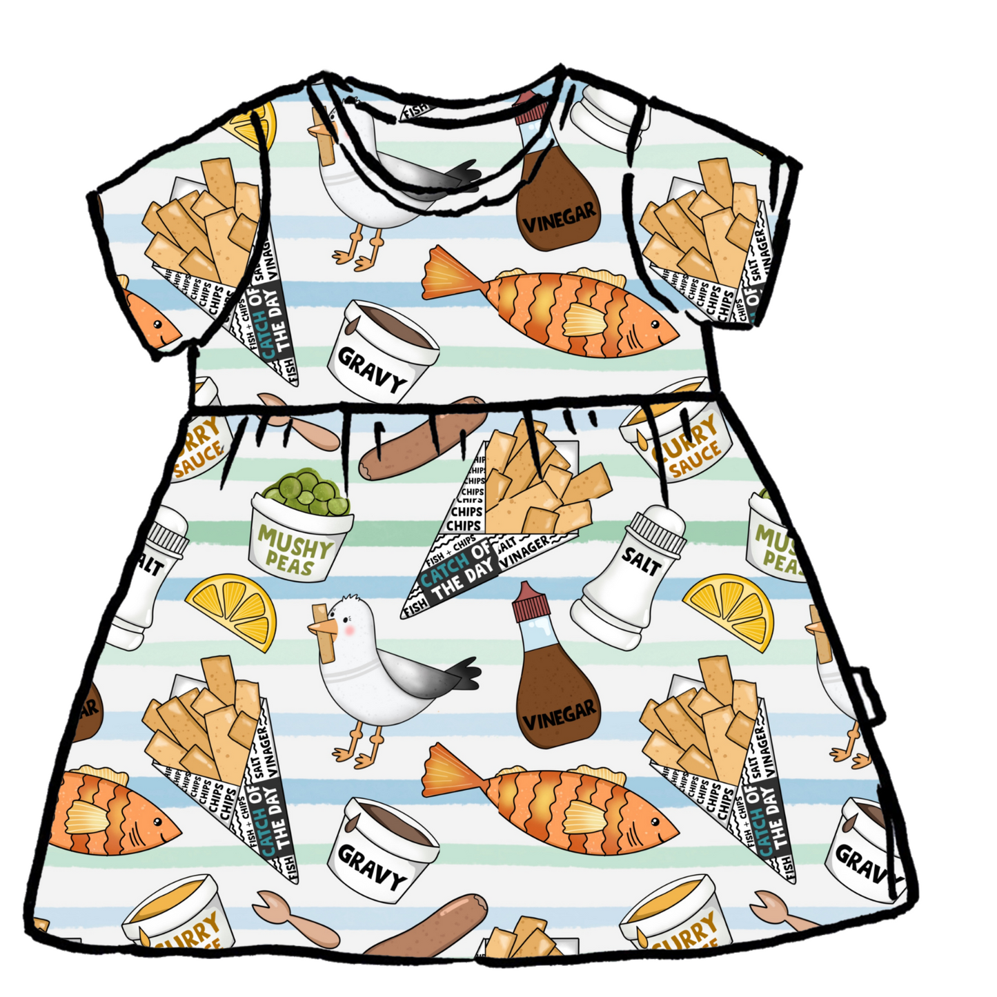 Fish and chips T-shirt Dress