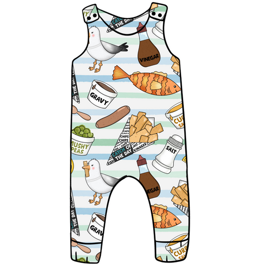 Fish and Chips Long Legged Romper