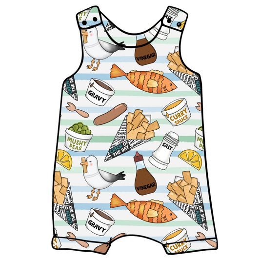 Fish and Chips Short Legged Romper