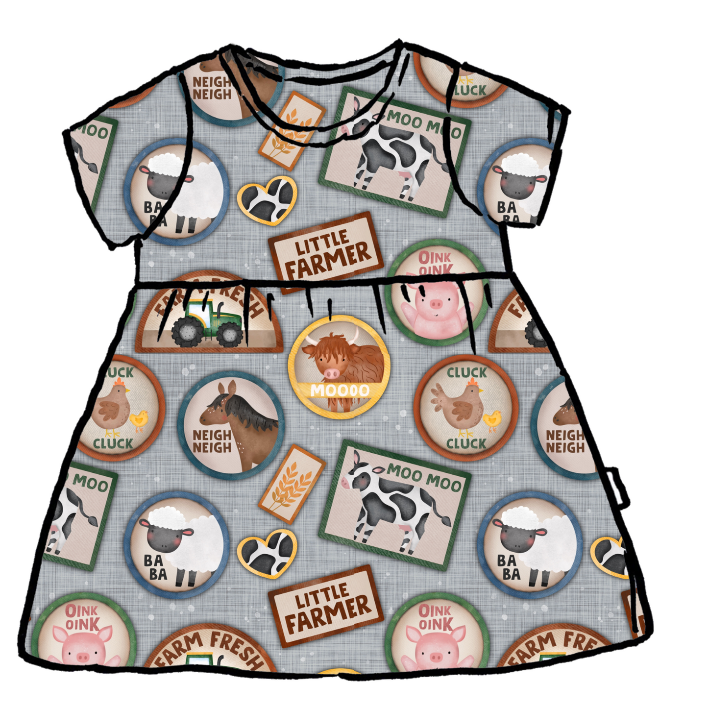 Farm stamps T-shirt Dress